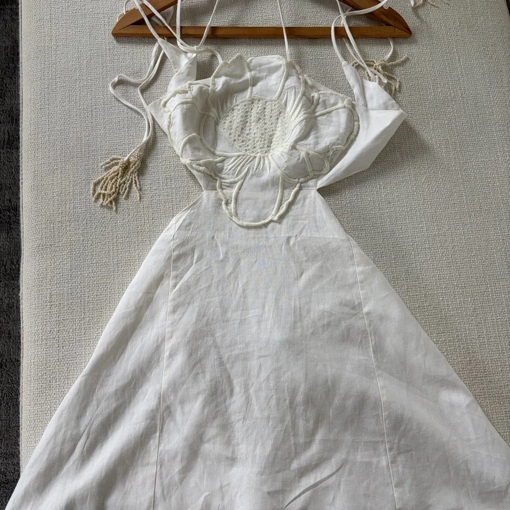 FARM Rio White A-Line Linen Dress - Picture 4 of 5
